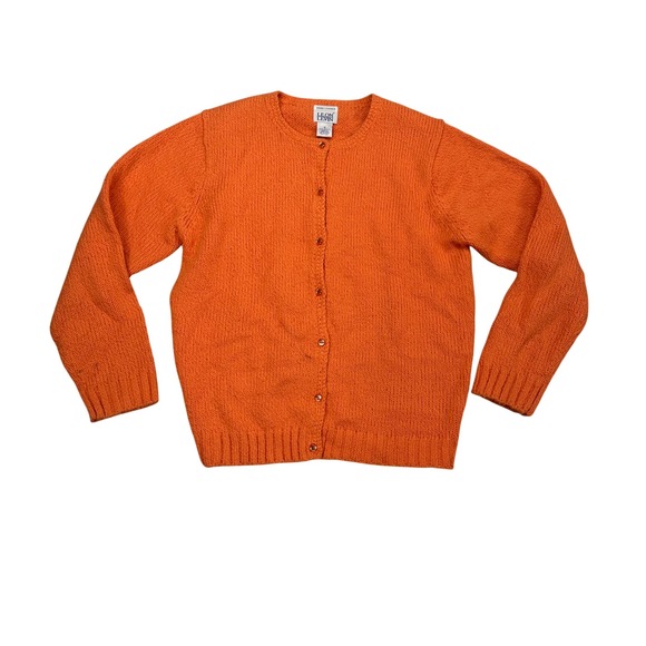 Leon Levin Sweaters - Leon Levin Orange Hand Loomed Button Front Cardigan Sweater Women Small Classic